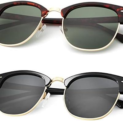 KALIYADI Sunglasses Men Polarized Sunglasses for Men Women Unisex Semi-Rimless Frame Retro Driving Sun Glasses UV Blocking