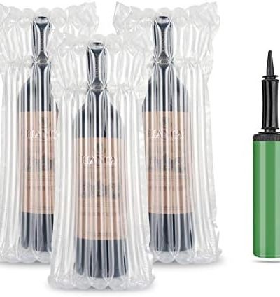LIVEBAY 50 Packs Wine Bottle Protector, Inflatable Bags for Wine, Glass bottle protection, Inflatable Air Column Cushion Bags with Pump for Safe Transportation of Glass Bottles in Airplane Cushioning
