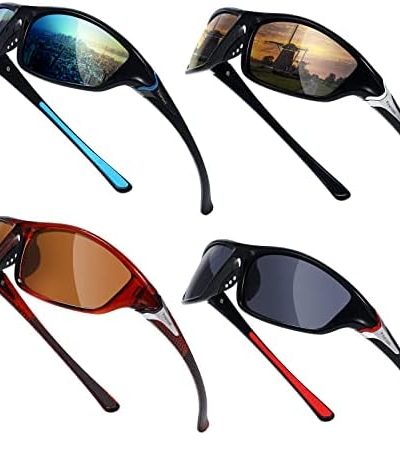 TOODOO 4 Pairs Men Polarized Sunglasses with UV Protection Driving Glasses Sports for Sport Outdoor Activities
