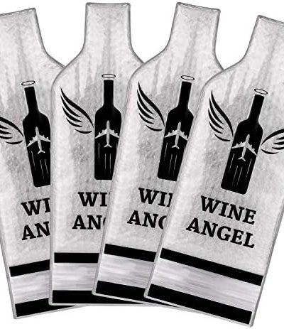 [UPGRADED PROTECTION] 4 Set (8 pcs) Reusable Wine Bags for Travel, Wine Travel Protector, Bottle Travel Sleeve Case For Airplane, Car, Cruise, TRIPLE Protection Luggage Leak-proof Safety Impact Resist
