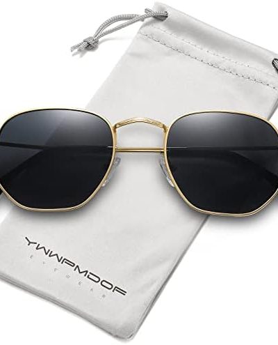 YWWPMDOF Hexagon Polarized Sunglasses for Womens Men Trendy Square Sun Glasses UV Protection